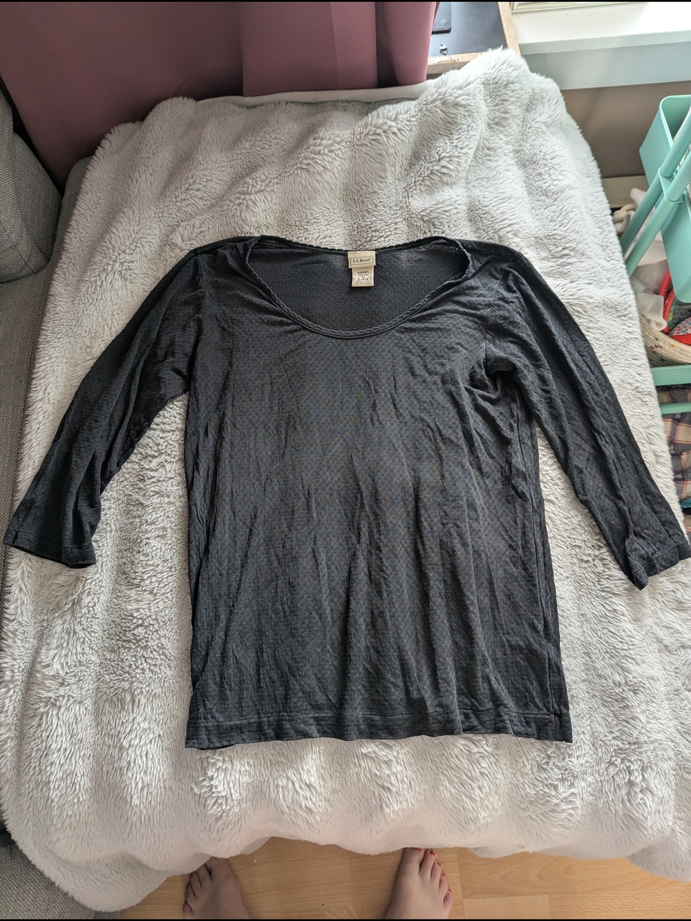 Vintage L.L. Bean Black Scoop Neck Silk Pajama Top